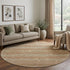 8' Terra Cotta Gold And Beige Striped Washable Round Rug With UV Protection