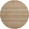 8' Terra Cotta Gold And Beige Striped Washable Round Rug With UV Protection