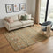 5' X 8' Beige Gold And Gray Medallion Washable Area Rug With UV Protection