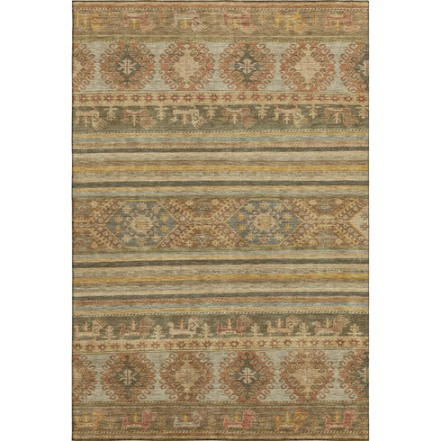 8' X 10' Beige Gold And Gray Medallion Washable Area Rug With UV Protection