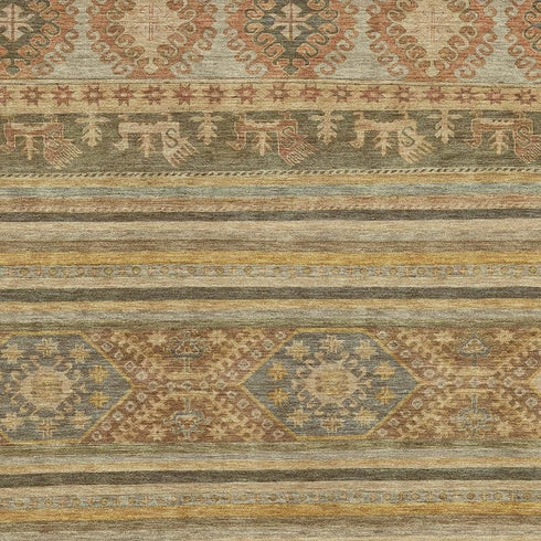 8' X 10' Beige Gold And Gray Medallion Washable Area Rug With UV Protection