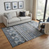 5' X 8' Blue Ivory And Gray Medallion Washable Area Rug With UV Protection