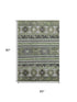 5' X 8' Fern Green Ivory And Gray Medallion Washable Area Rug With UV Protection