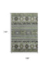 9' X 12' Fern Green Ivory And Gray Medallion Washable Area Rug With UV Protection