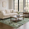 9' X 12' Fern Green Ivory And Gray Medallion Washable Area Rug With UV Protection
