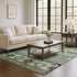 9' X 12' Fern Green Ivory And Gray Medallion Washable Area Rug With UV Protection