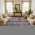 8' Purple Gray And Ivory Medallion Washable Round Rug With UV Protection