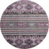 8' Purple Gray And Ivory Medallion Washable Round Rug With UV Protection