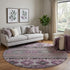 8' Purple Gray And Ivory Medallion Washable Round Rug With UV Protection