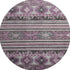 8' Purple Gray And Ivory Medallion Washable Round Rug With UV Protection