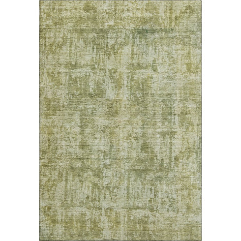 8' X 10' Artichoke Green And Ivory Abstract Washable Area Rug With UV Protection