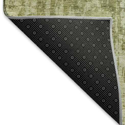8' X 10' Artichoke Green And Ivory Abstract Washable Area Rug With UV Protection