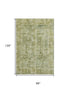 8' X 10' Artichoke Green And Ivory Abstract Washable Area Rug With UV Protection