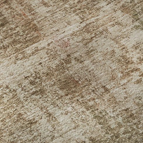 5' X 8' Beige And Taupe Abstract Washable Area Rug With UV Protection
