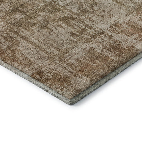 8' X 10' Beige And Taupe Abstract Washable Area Rug With UV Protection