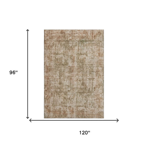 8' X 10' Beige And Taupe Abstract Washable Area Rug With UV Protection
