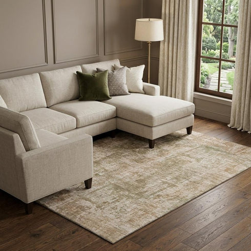8' X 10' Beige And Taupe Abstract Washable Area Rug With UV Protection