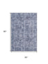5' X 8' Blue And Ivory Abstract Washable Area Rug With UV Protection