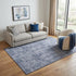 5' X 8' Blue And Ivory Abstract Washable Area Rug With UV Protection