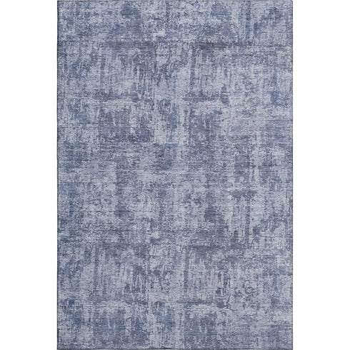 5' X 8' Blue And Ivory Abstract Washable Area Rug With UV Protection