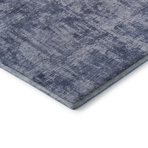 5' X 8' Blue And Ivory Abstract Washable Area Rug With UV Protection