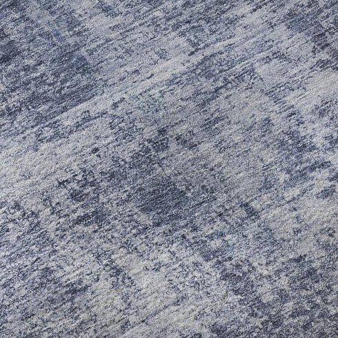 5' X 8' Blue And Ivory Abstract Washable Area Rug With UV Protection