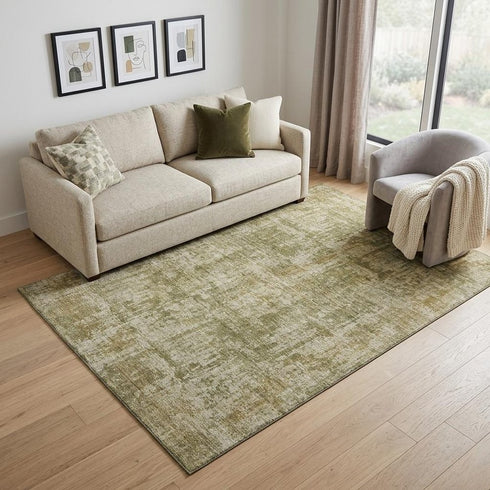 5' X 8' Taupe And Beige Abstract Washable Area Rug With UV Protection