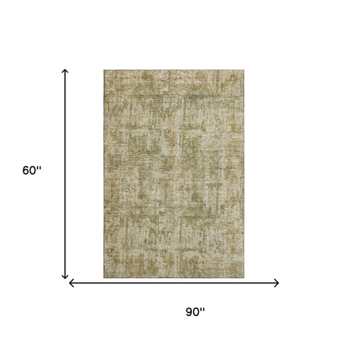 5' X 8' Taupe And Beige Abstract Washable Area Rug With UV Protection