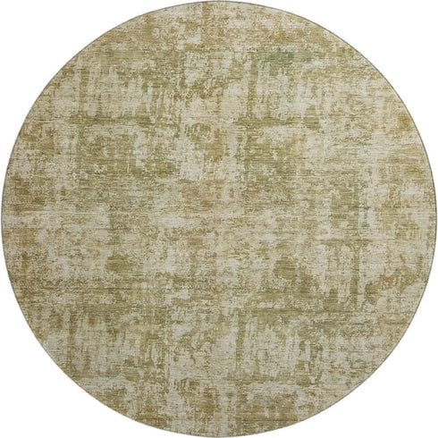 8' Taupe And Beige Abstract Washable Round Rug With UV Protection
