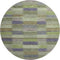 8' Artichoke Green Purple And Taupe Striped Washable Round Rug With UV Protection