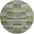 8' Artichoke Green Purple And Taupe Striped Washable Round Rug With UV Protection