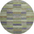 8' Artichoke Green Purple And Taupe Striped Washable Round Rug With UV Protection