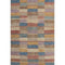 8' X 10' Beige Blue And Gold Striped Washable Area Rug With UV Protection