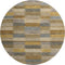 8' Brown Beige And Gray Striped Washable Round Rug With UV Protection