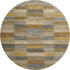 8' Brown Beige And Gray Striped Washable Round Rug With UV Protection