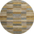 8' Brown Beige And Gray Striped Washable Round Rug With UV Protection