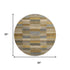 8' Brown Beige And Gray Striped Washable Round Rug With UV Protection