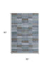 5' X 8' Blue Teal And Brown Striped Washable Area Rug With UV Protection