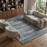 8' X 10' Blue Teal And Brown Striped Washable Area Rug With UV Protection