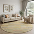 8' Wheat Beige And Gray Striped Washable Round Rug With UV Protection