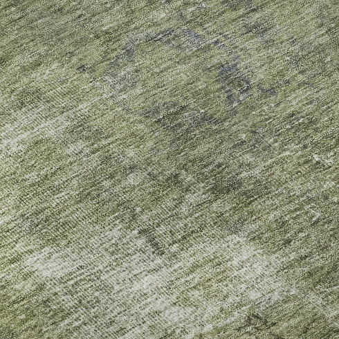 8' X 10' Artichoke Green Gray And Silver Abstract Washable Area Rug With UV Protection