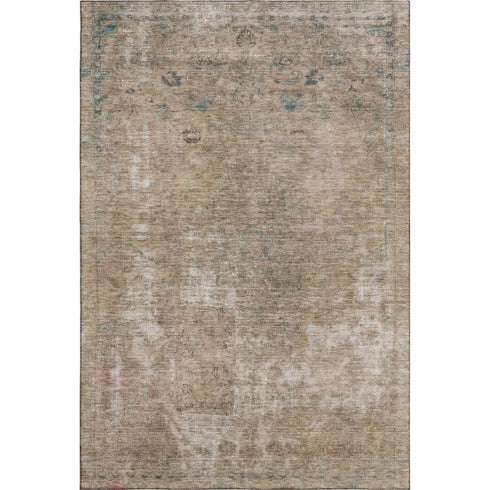 5' X 8' Beige Gray And Khaki Abstract Washable Area Rug With UV Protection