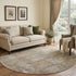 8' Beige Gray And Khaki Abstract Washable Round Rug With UV Protection