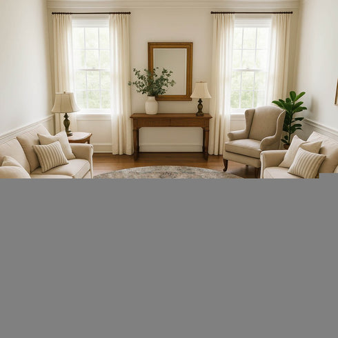 8' Beige Gray And Khaki Abstract Washable Round Rug With UV Protection