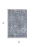 5' X 8' Blue And Gray Abstract Washable Area Rug With UV Protection