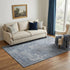 5' X 8' Blue And Gray Abstract Washable Area Rug With UV Protection