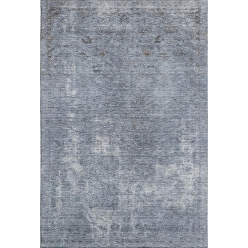 5' X 8' Blue And Gray Abstract Washable Area Rug With UV Protection
