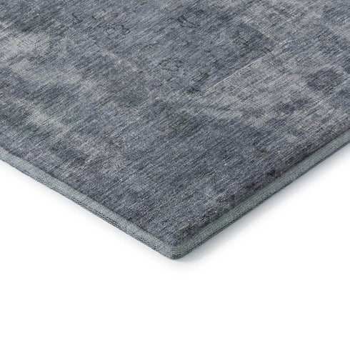5' X 8' Blue And Gray Abstract Washable Area Rug With UV Protection