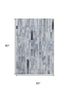 5' X 8' Blue Ivory And Gray Striped Washable Area Rug With UV Protection