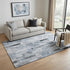 5' X 8' Blue Ivory And Gray Striped Washable Area Rug With UV Protection